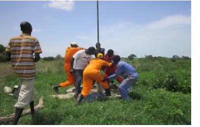 Borehole site in green fields